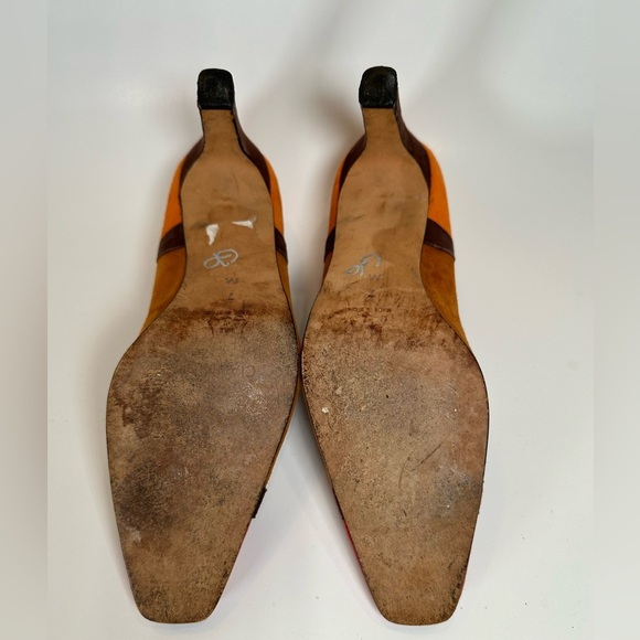 Cianni Vintage Suede Color block Pumps Size 7 - Picture 10 of 10